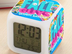 Fall Guys Alarm Clock Led Light 7 Color Change Electronic Desk Watch Square Table