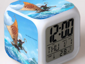 Moana Alarm Clock Led Light 7 Color Change Electronic Desk Watch Square Table