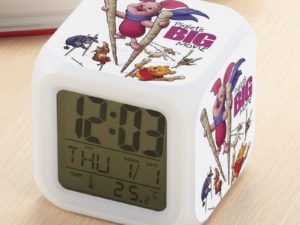 Piglet's Big Movie Alarm Clock Led Light 7 Color Change Electronic Desk Watch Square Table