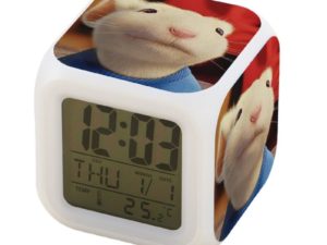 Stuart Little Alarm Clock Led Light 7 Color Change Electronic Desk Watch Square Table