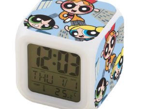 The Powerpuff Girls Alarm Clock Led Light 7 Color Change Electronic Desk Watch Square Table