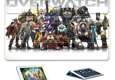 Overwatch Ipad Leather Case Advanced Pu Leather Protective Cover Automatic Wake Up and Sleep Magnetic Closure Multiple Angle Bracket