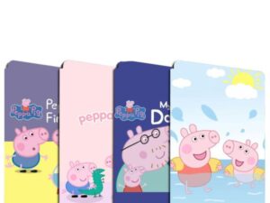 Peppa Pig Ipad Leather Case Advanced Pu Leather Protective Cover Automatic Wake Up and Sleep Magnetic Closure Multiple Angle Bracket