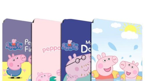 Peppa Pig Ipad Leather Case Advanced Pu Leather Protective Cover Automatic Wake Up and Sleep Magnetic Closure Multiple Angle Bracket