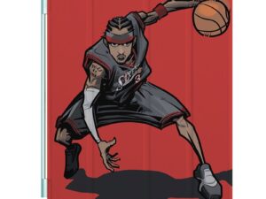 Allen Iverson Ipad Leather Case Advanced Pu Leather Protective Cover Automatic Wake Up and Sleep Magnetic Closure Multiple Angle Bracket