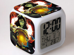Justice League Alarm Clock Led Light 7 Color Change Electronic Desk Watch Square Table
