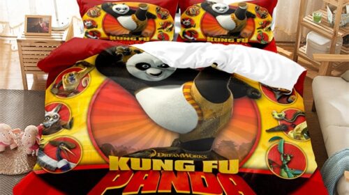 Kung Fu Panda‎ Comfortable Bedding Three-Piece Soft and Breathable Duvet Cover