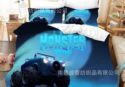 Monster Trucks Comfortable Bedding Three-Piece Soft and Breathable Duvet Cover