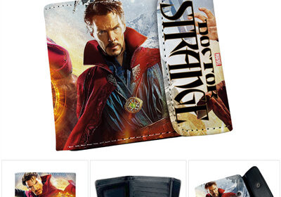 Superhero buckle PU leather short wallet folded in half