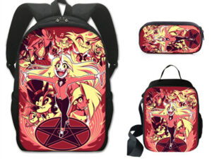 16 Inch Hazbin Hotel Backpack School Bag+Lunch Bag+Pencil Bag