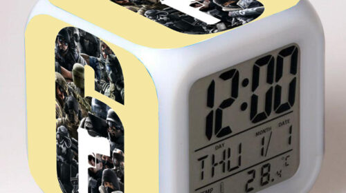 Rainbow Six Alarm Clock Led Light 7 Color Change Electronic Desk Watch Square Table