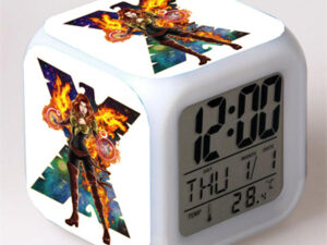 X-Men Dark Phoenix Alarm Clock Led Light 7 Color Change Electronic Desk Watch Square Table